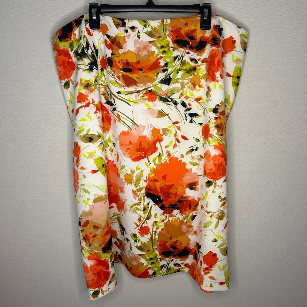 Jones Studio Separates Colorful Floral Pencil Skirt Orange White Plus 24W Office